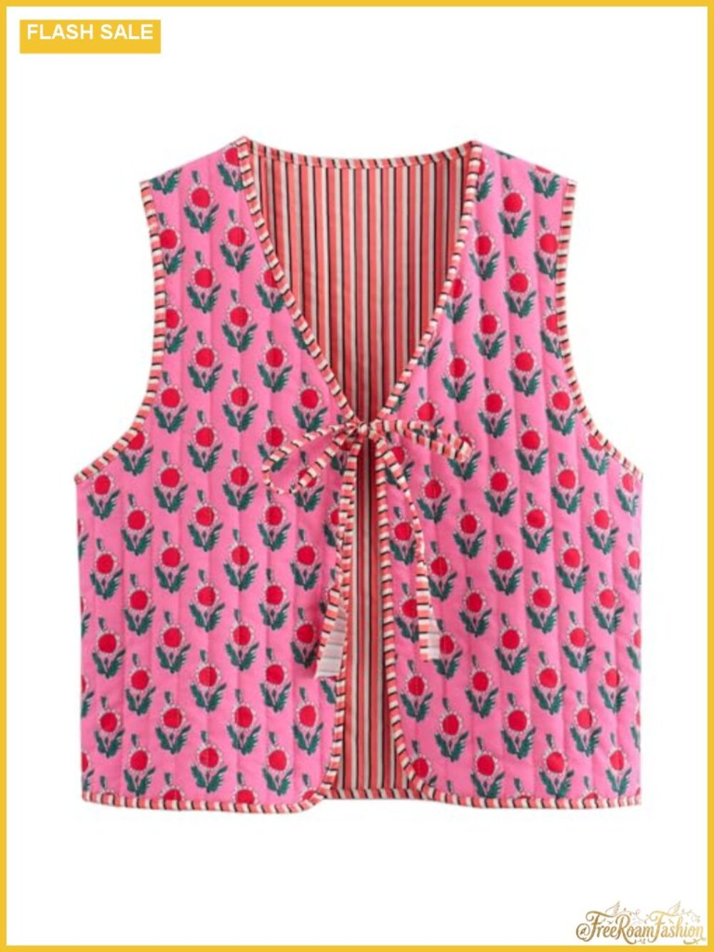 Womens Cropped Quilted Puffer Vest Floral Sleeveless Padded Gilet